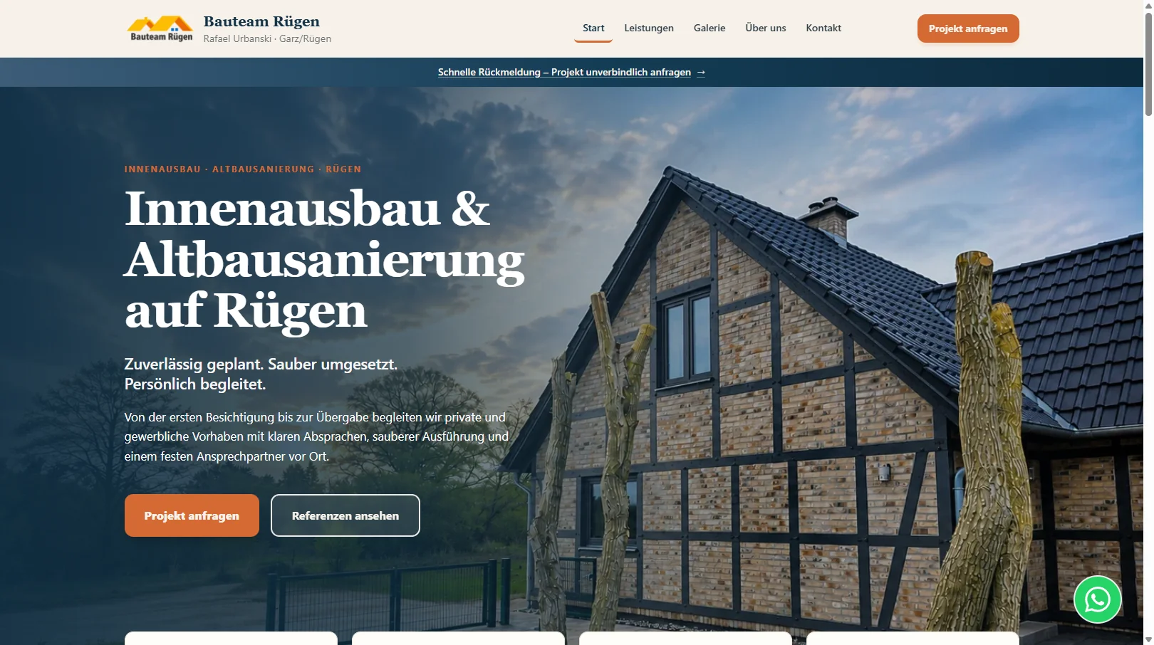 Screenshot der Testumgebung (odoo.tibur-consulting.de) für Bauteam Rügen